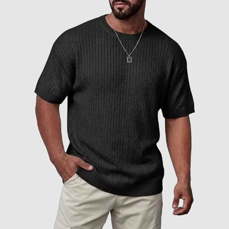 BRAIN™ | Men's Textured Knit Short Sleeve Sweater