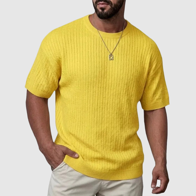 BRAIN™ | Men's Textured Knit Short Sleeve Sweater
