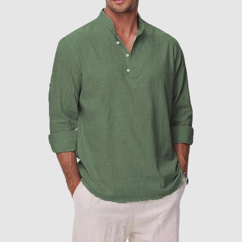 BRAIN™ | Men's Cotton-Linen Henley Shirt