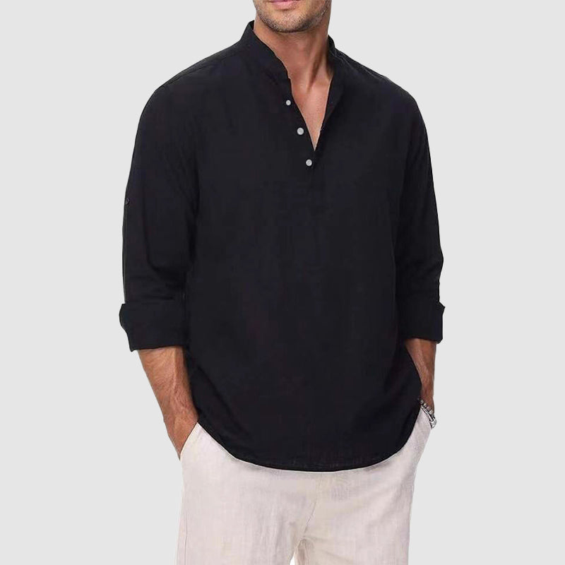 BRAIN™ | Men's Cotton-Linen Henley Shirt