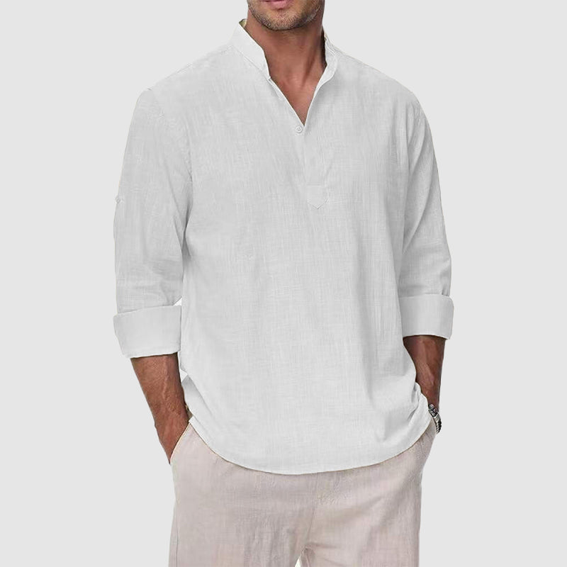 BRAIN™ | Men's Cotton-Linen Henley Shirt