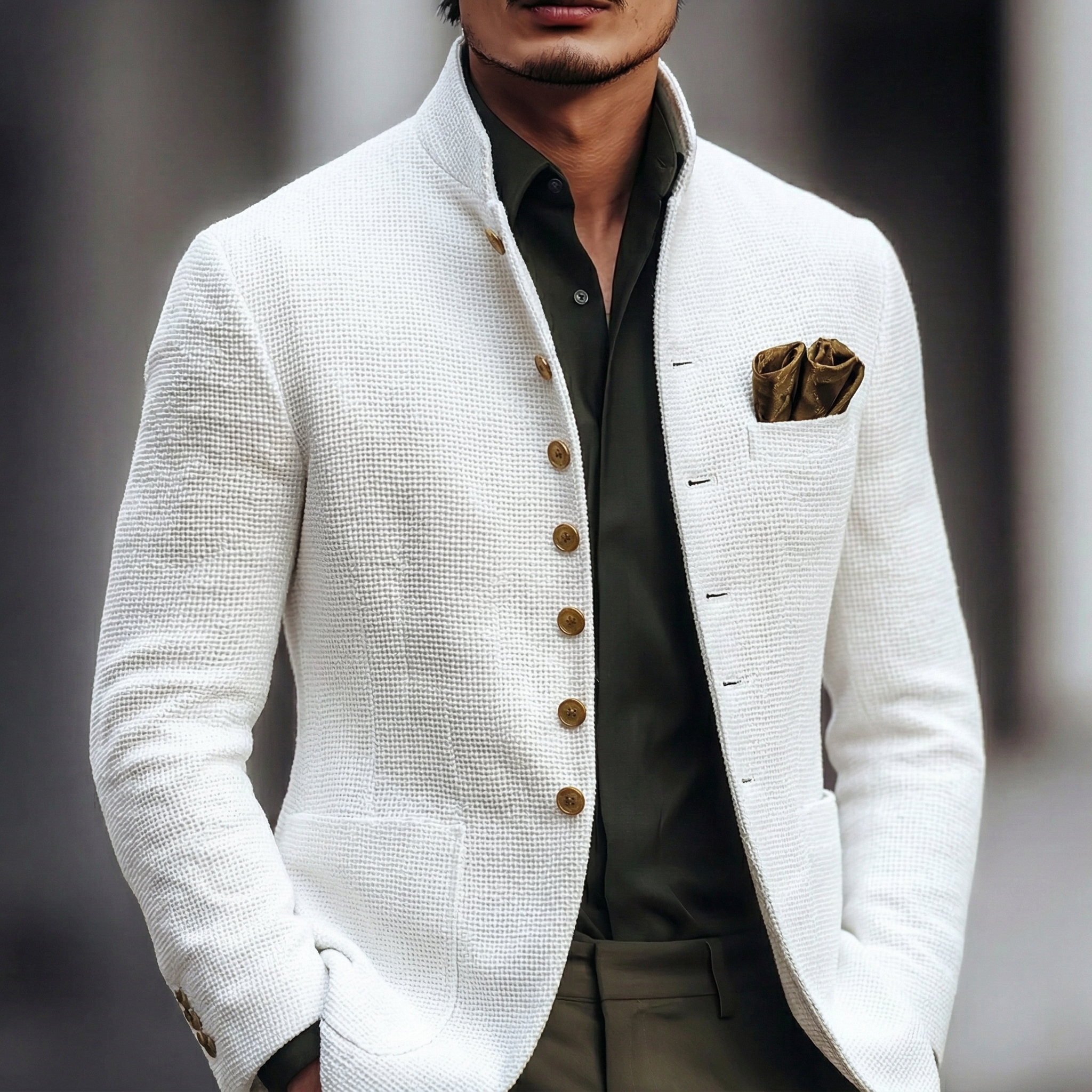 BRAIN™ | Men's Gold-Button Knit Blazer