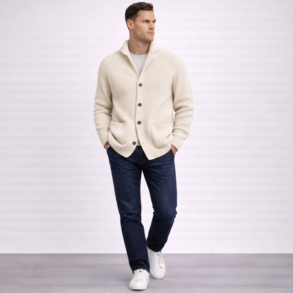 BRIAN™ | Lawrence Tailored Button-Front Knit Cardigan