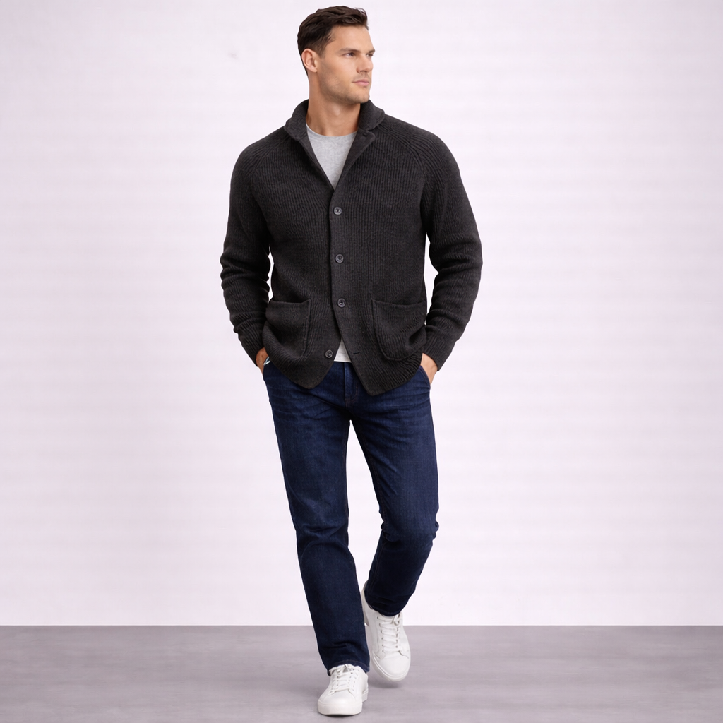 BRIAN™ | Lawrence Tailored Button-Front Knit Cardigan