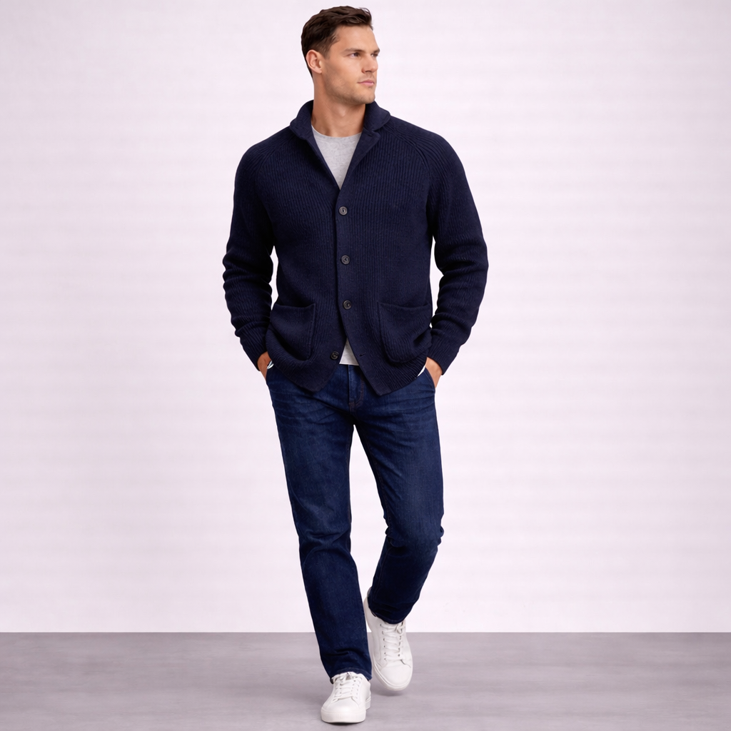 BRIAN™ | Lawrence Tailored Button-Front Knit Cardigan