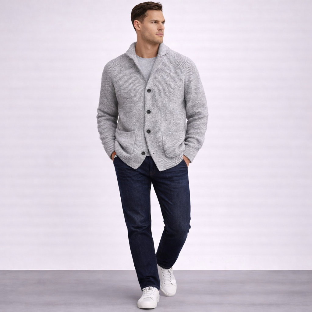 BRIAN™ | Lawrence Tailored Button-Front Knit Cardigan