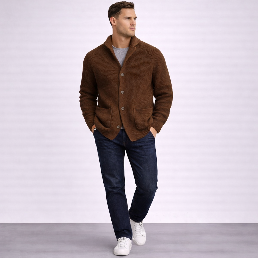 BRIAN™ | Lawrence Tailored Button-Front Knit Cardigan