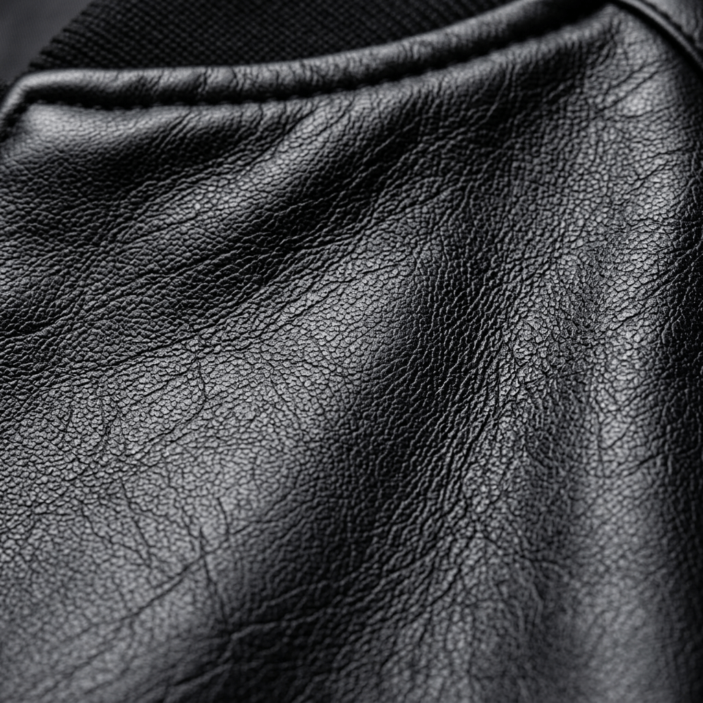 Minimalist faux leather jacket detail