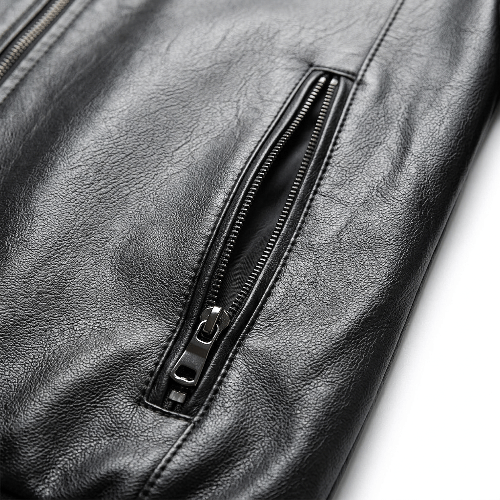 Minimalist faux leather jacket detail