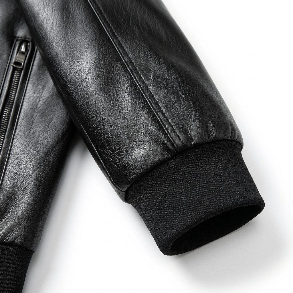 Minimalist faux leather jacket detail