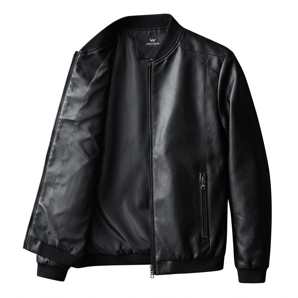 Minimalist faux leather jacket