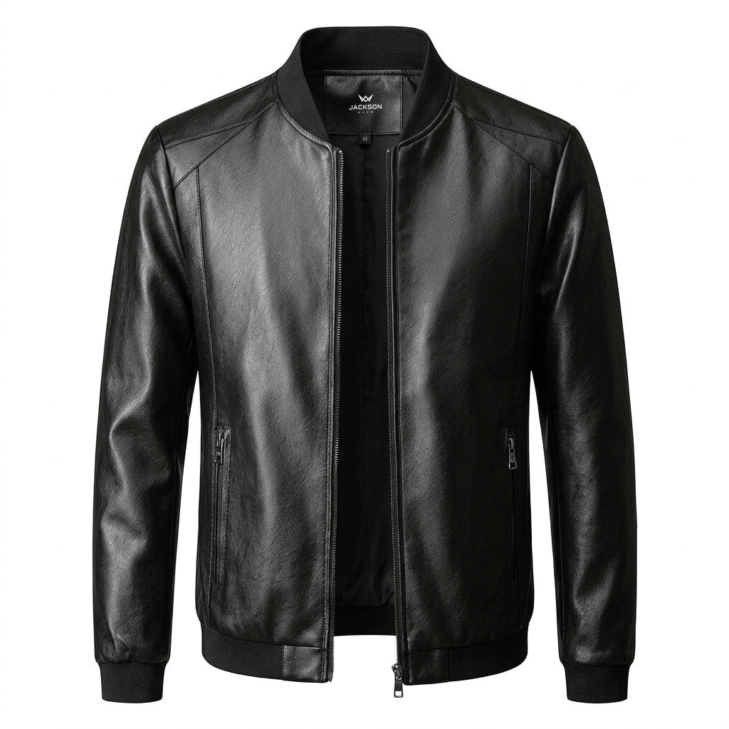 Minimalist faux leather jacket