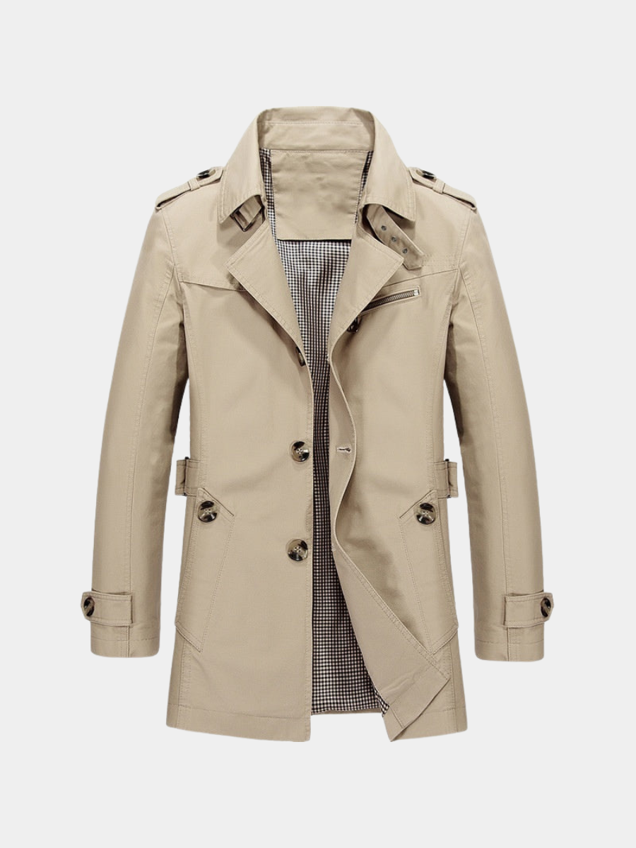 BRIAN™ | Men's Long Button-Front Trenchcoat