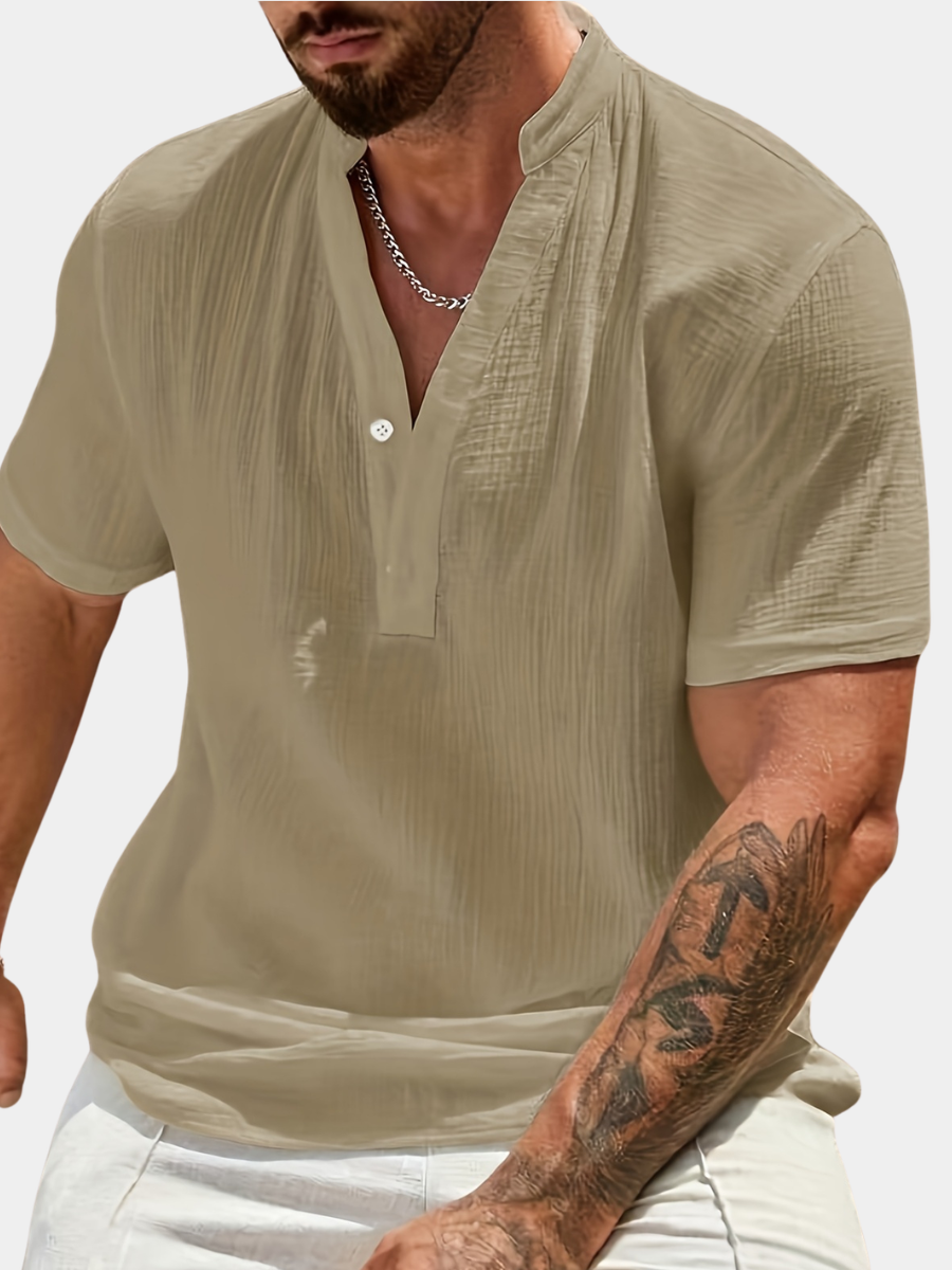 BRIAN™ | Men's Linen V-Neck Shirt
