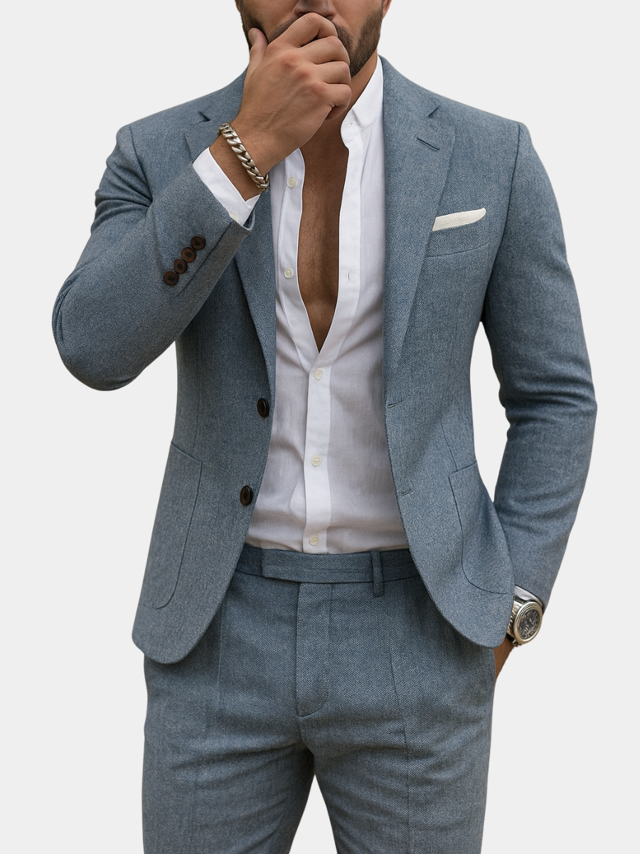 BRAIN™ | Men's Linen-Look Slim Suit