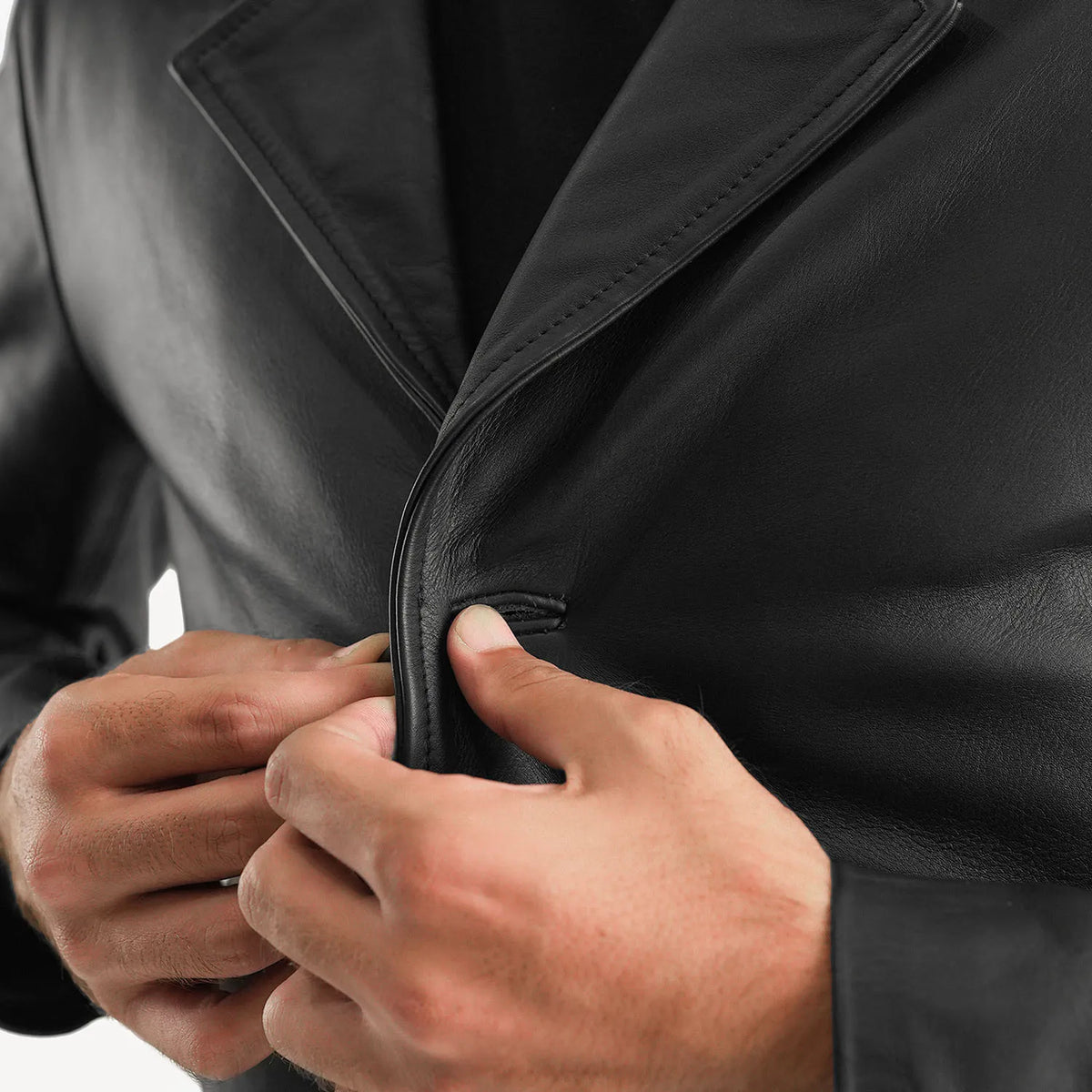 BRIAN™ | Classmith Black Leather Coat