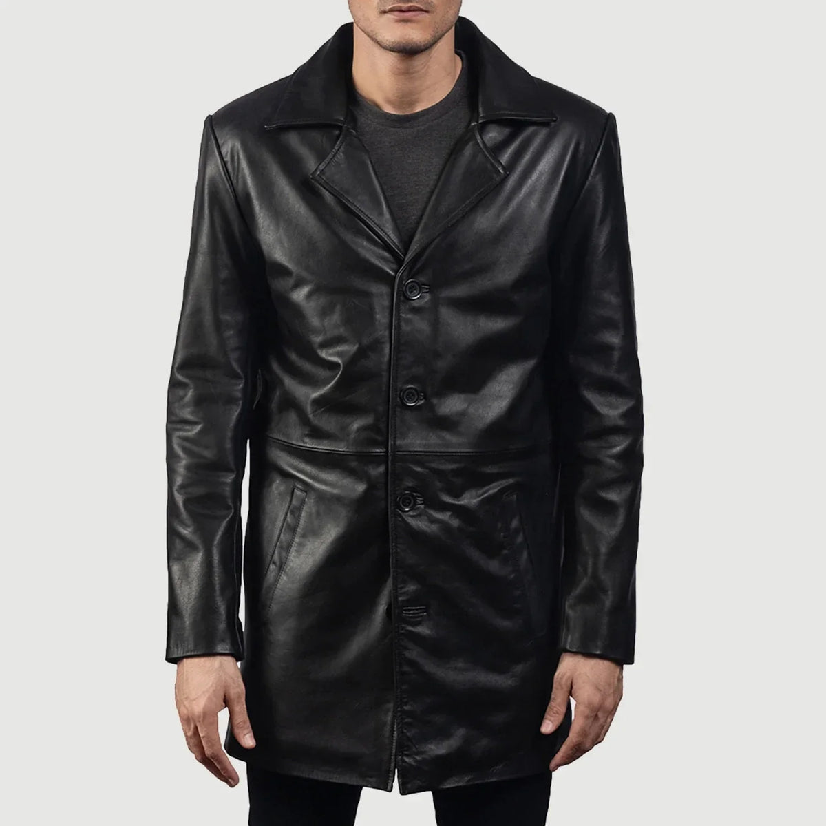 BRIAN™ | Classmith Black Leather Coat