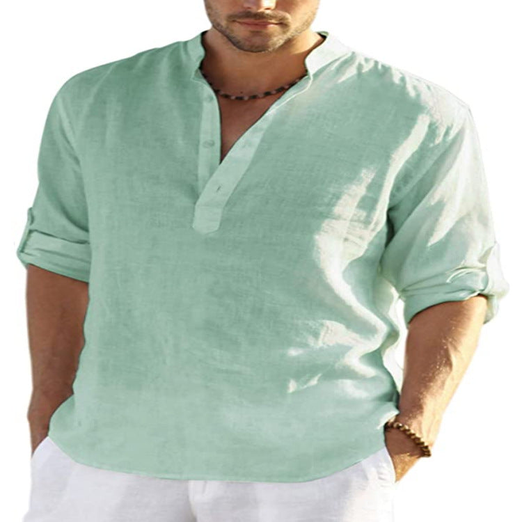 BRAIN™ | Men's Cotton-Linen Popover Shirt