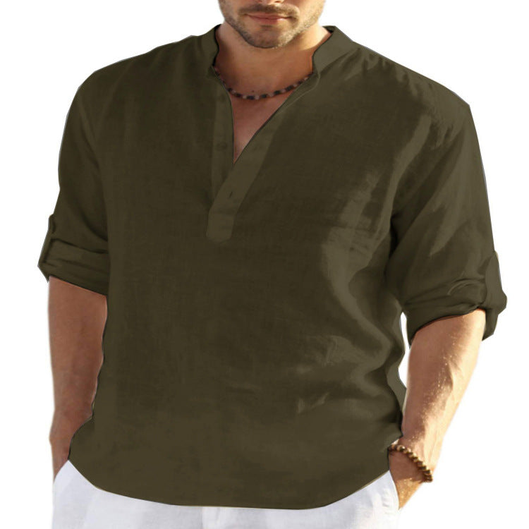 BRAIN™ | Men's Cotton-Linen Popover Shirt
