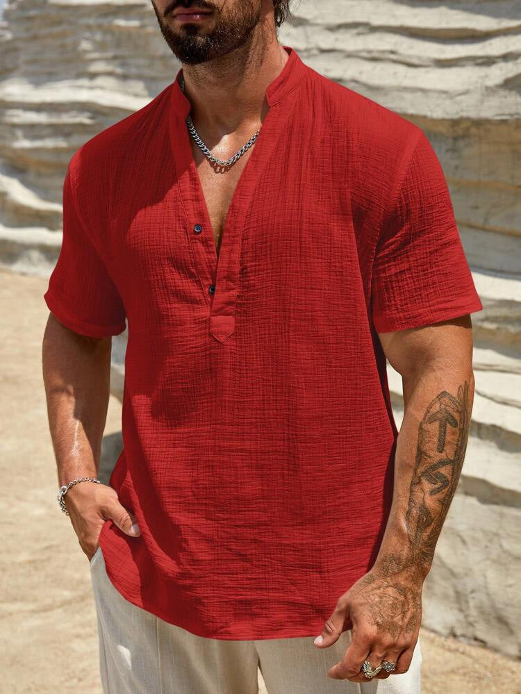 BRIAN™ | Men's Linen V-Neck Shirt