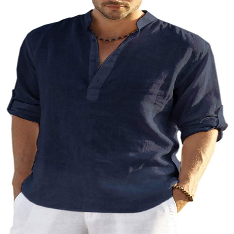 BRAIN™ | Men's Cotton-Linen Popover Shirt