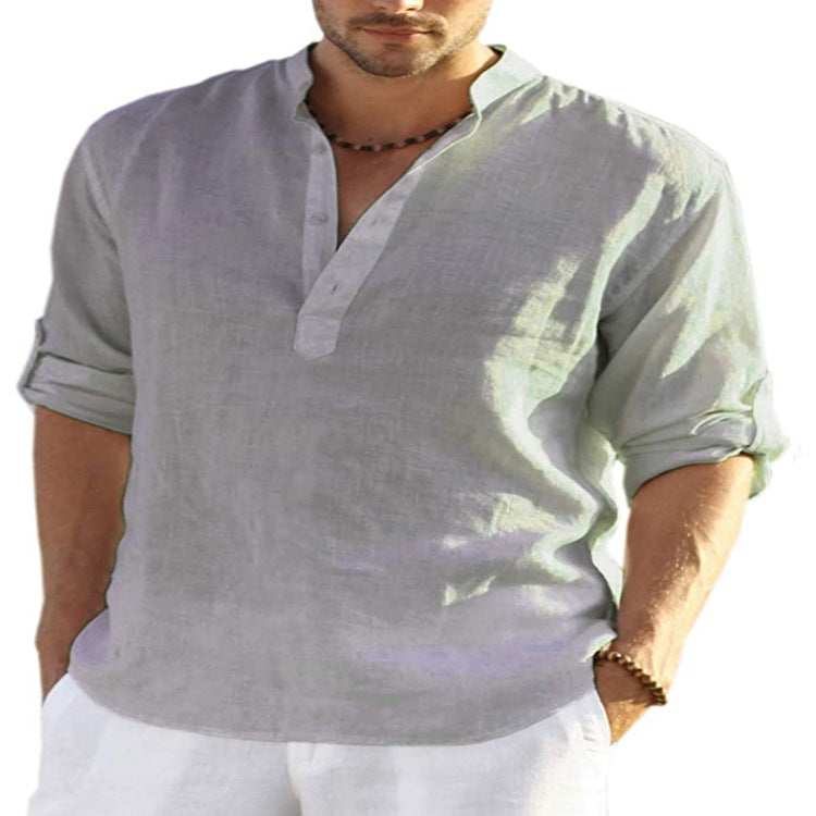 BRAIN™ | Men's Cotton-Linen Popover Shirt