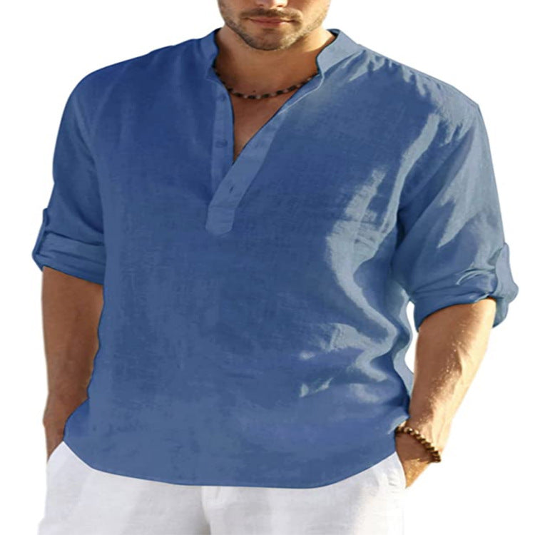 BRAIN™ | Men's Cotton-Linen Popover Shirt