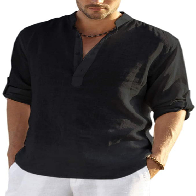 BRAIN™ | Men's Cotton-Linen Popover Shirt