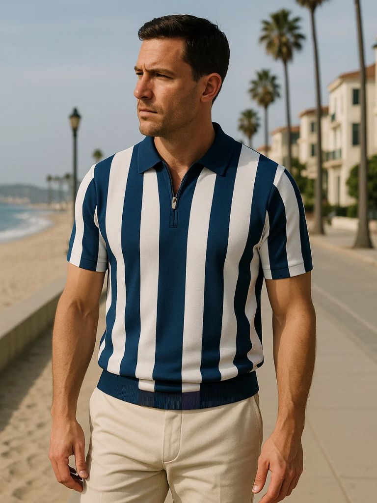 BRAIN™ | Striped Zip Polo