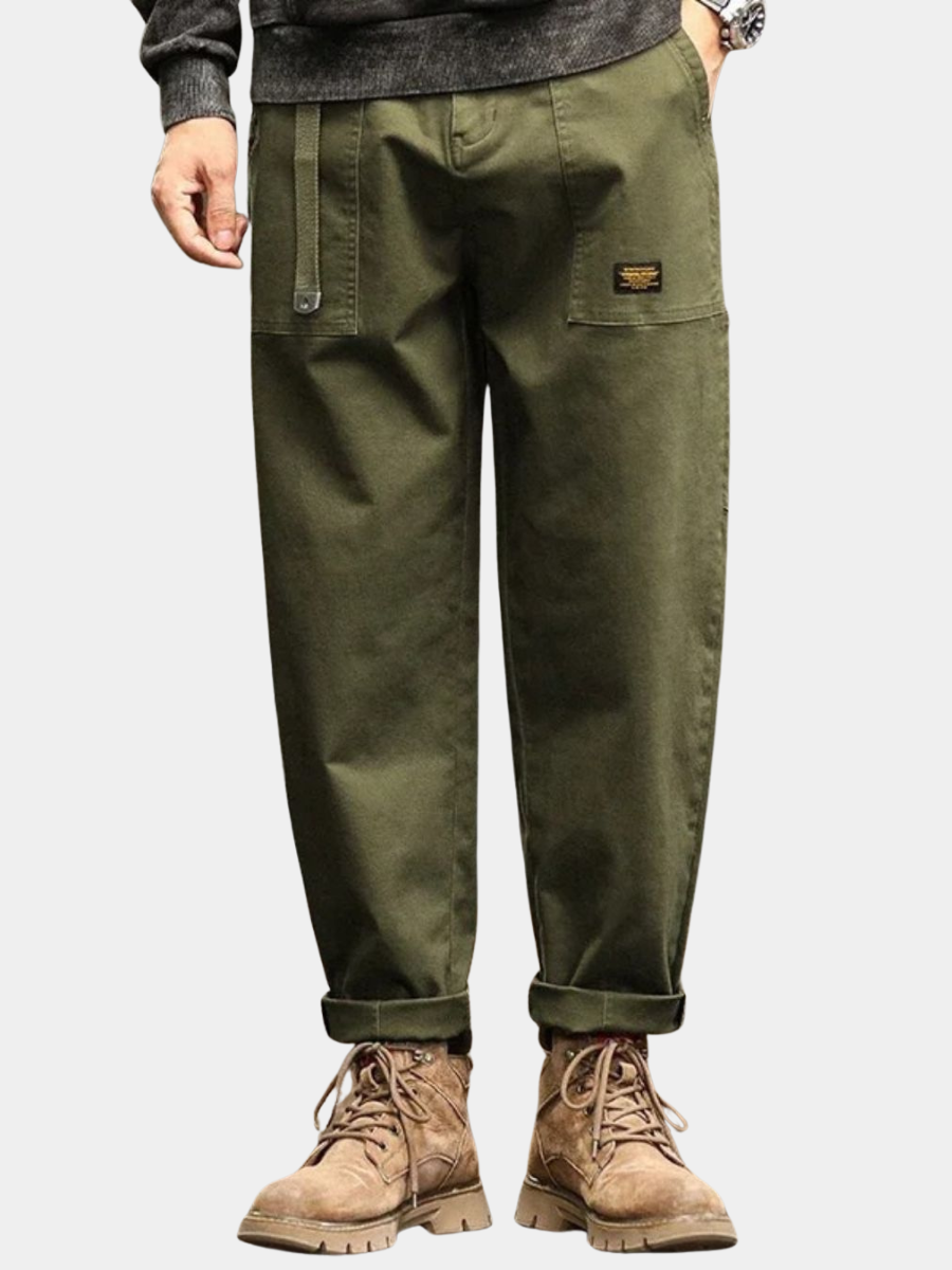 BRAIN™ | Men's Vintage-Wash Pleated Cargo Trousers