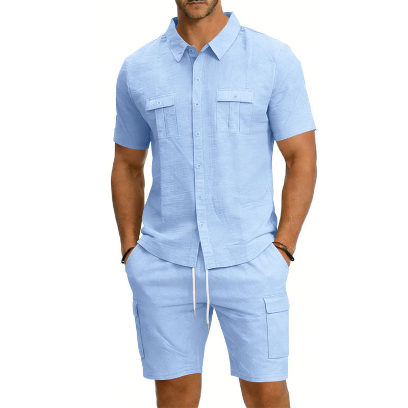 BRAIN™ | Men's Utility Pocket Shirt Shorts Set
