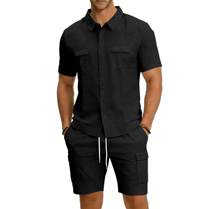 BRAIN™ | Men's Utility Pocket Shirt Shorts Set
