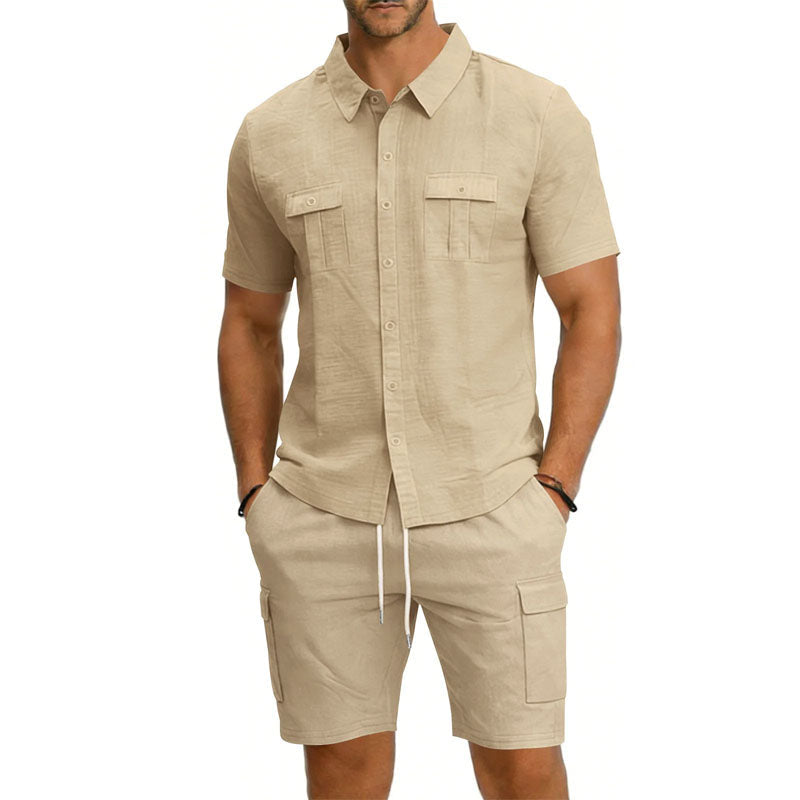 BRAIN™ | Men's Utility Pocket Shirt Shorts Set