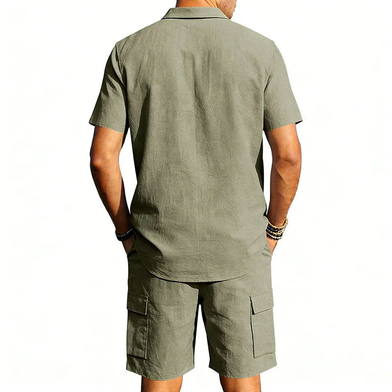 BRAIN™ | Men's Utility Pocket Shirt Shorts Set
