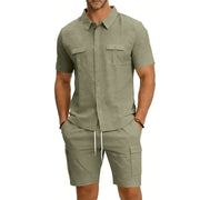 BRAIN™ | Men's Utility Pocket Shirt Shorts Set
