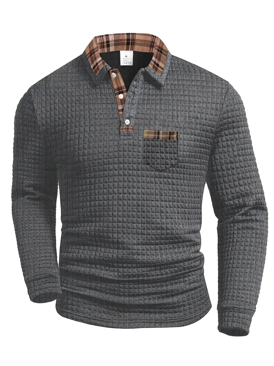 BRIAN™ | Fine-Check Long Sleeve Polo