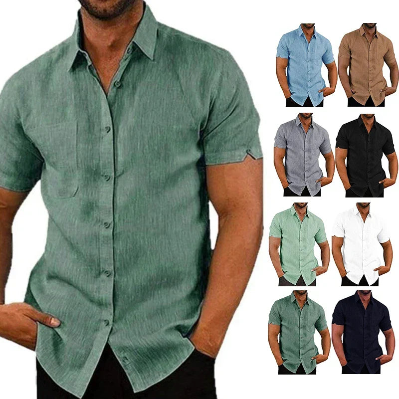BRAIN™ | Men's Short-Sleeve Linen Shirt