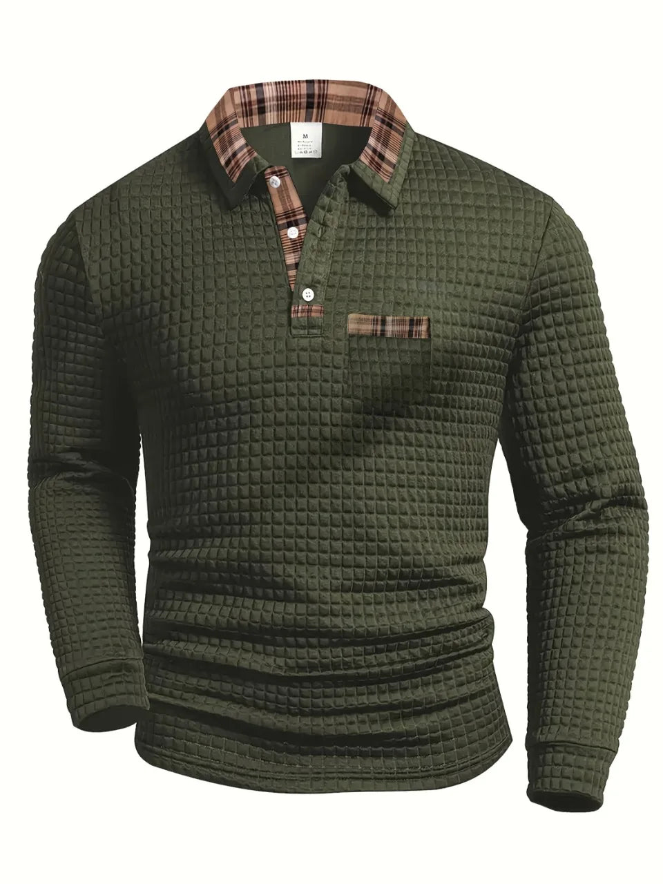BRIAN™ | Fine-Check Long Sleeve Polo