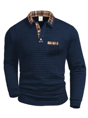 BRIAN™ | Fine-Check Long Sleeve Polo