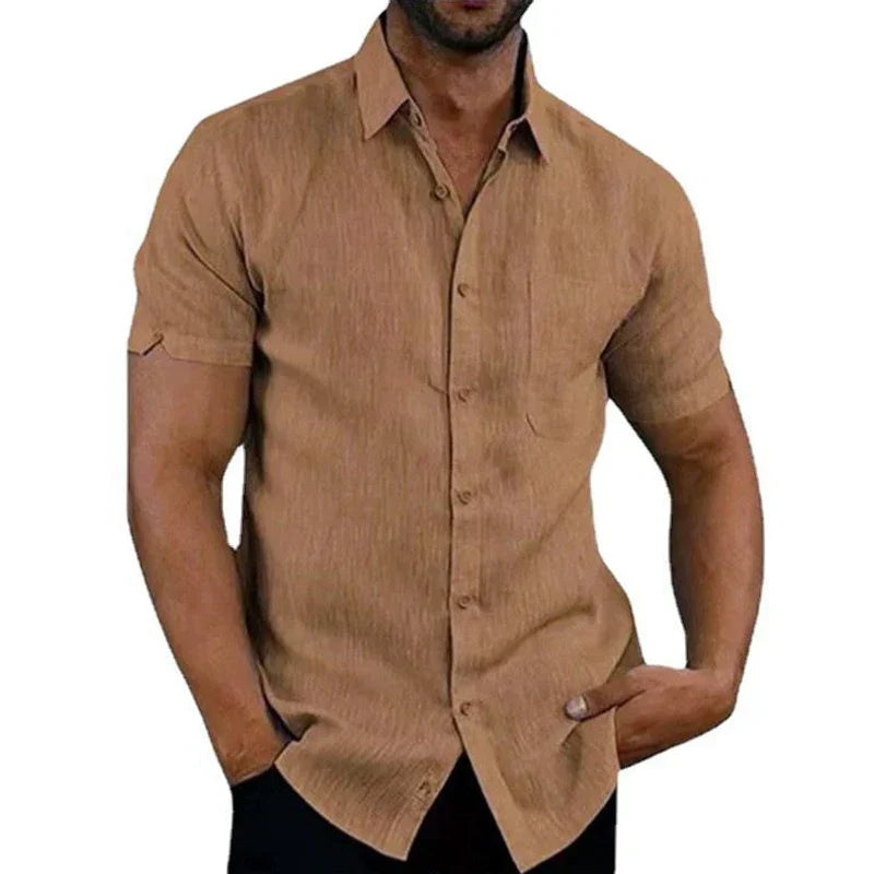 BRAIN™ | Men's Short-Sleeve Linen Shirt