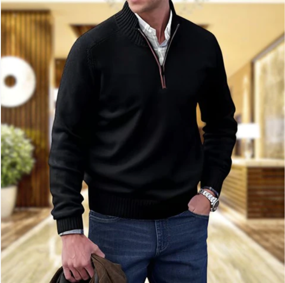 BRIAN™ | Zip-Neck High-collar knit