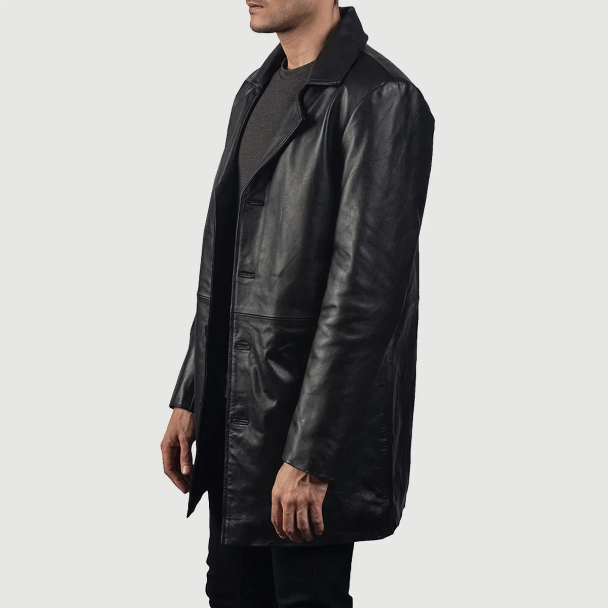 BRIAN™ | Classmith Black Leather Coat