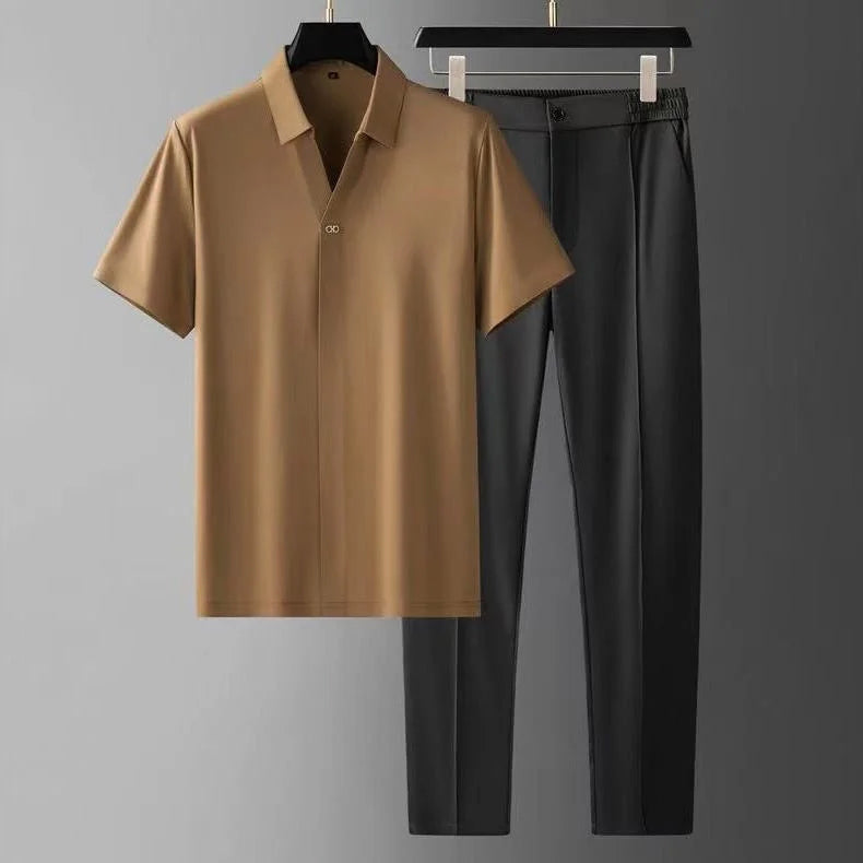 BRAIN™ | Men's V-Neck Shirt and Trousers Set