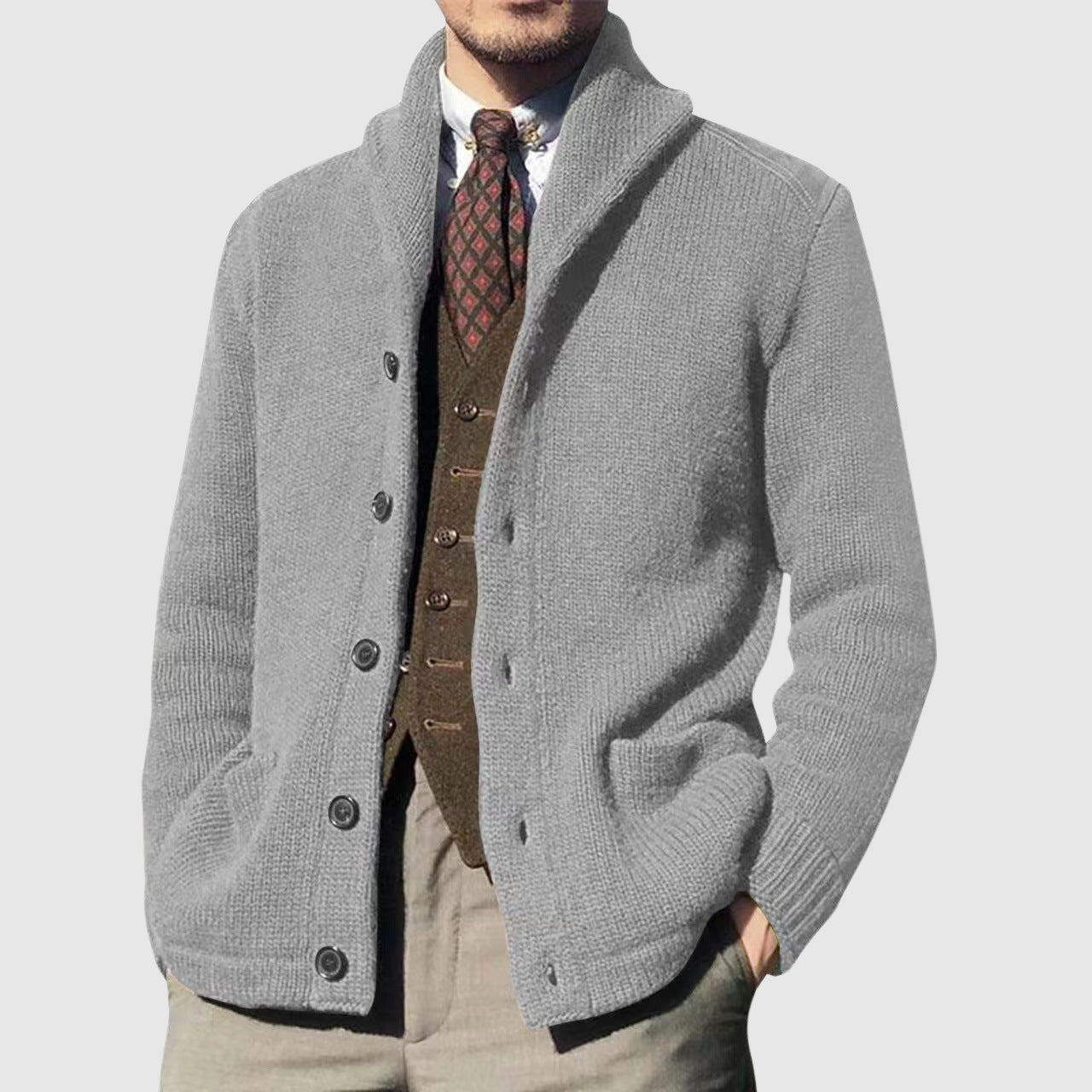 BRIAN™ | Men's Lapel Collar Knit Cardigan