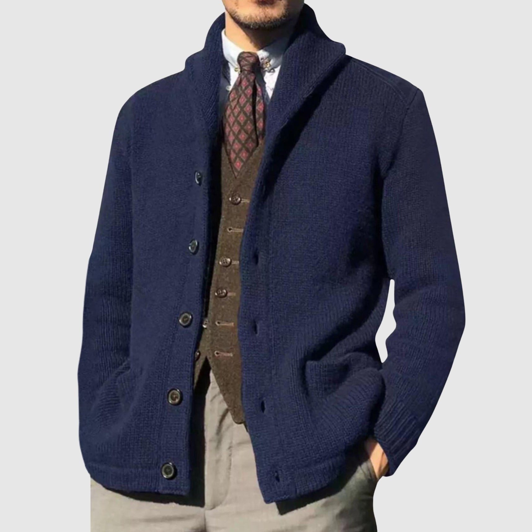 BRIAN™ | Men's Lapel Collar Knit Cardigan