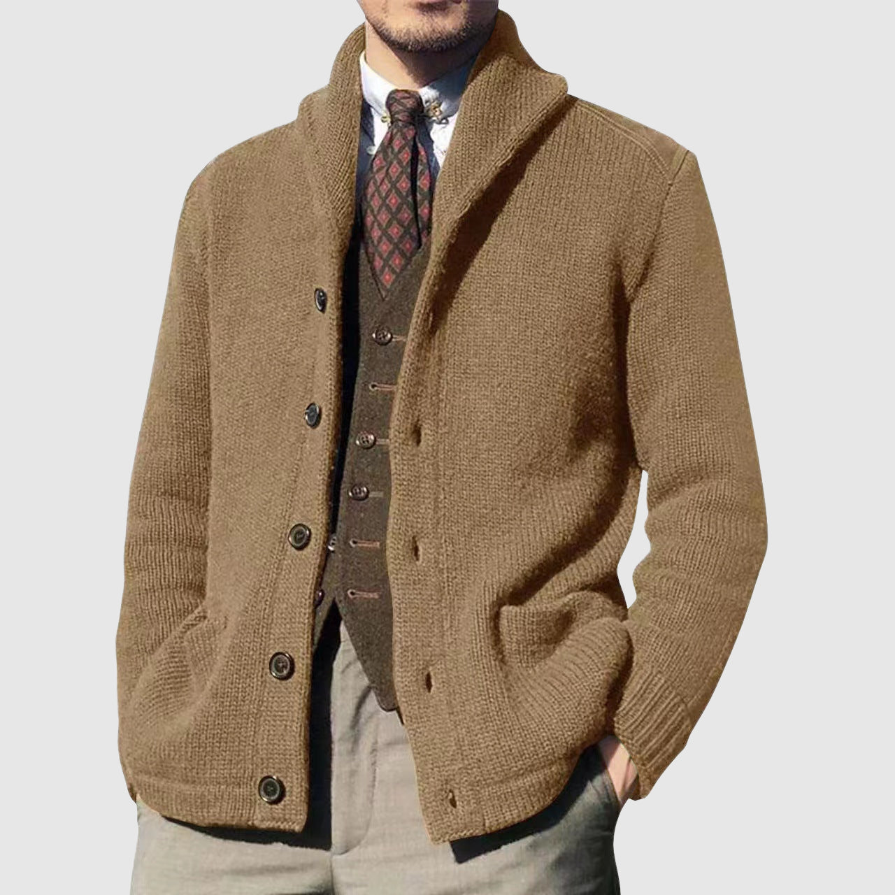 BRIAN™ | Men's Lapel Collar Knit Cardigan