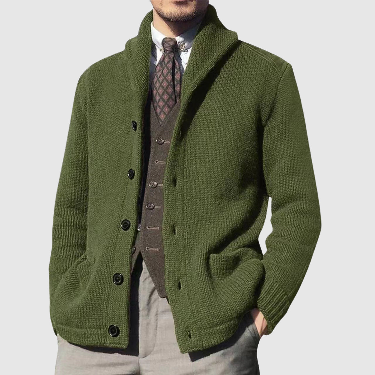 BRIAN™ | Men's Lapel Collar Knit Cardigan