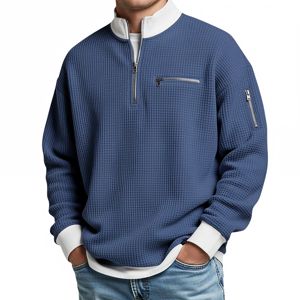 BRIAN™ | Sweater | Waffle-Knit Sweater with Half-Zip