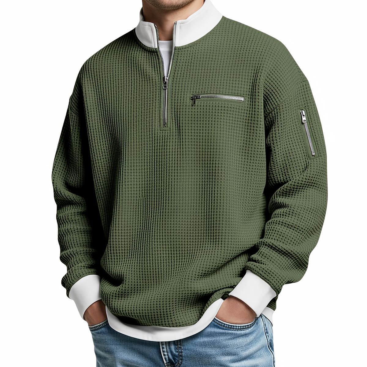 BRIAN™ | Sweater | Waffle-Knit Sweater with Half-Zip
