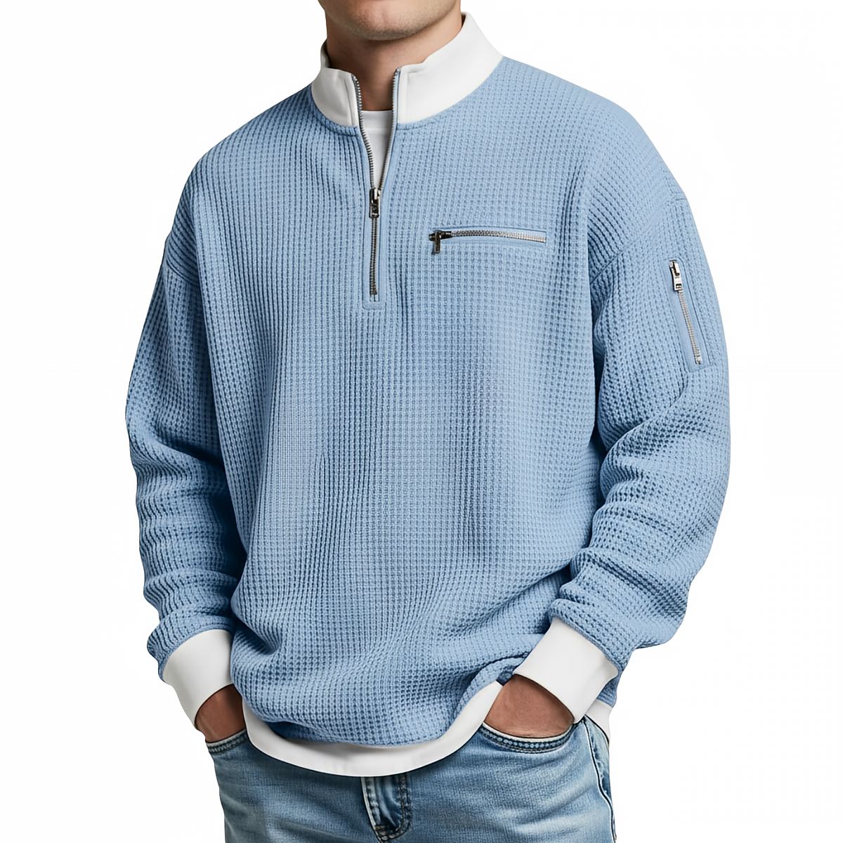BRIAN™ | Sweater | Waffle-Knit Sweater with Half-Zip